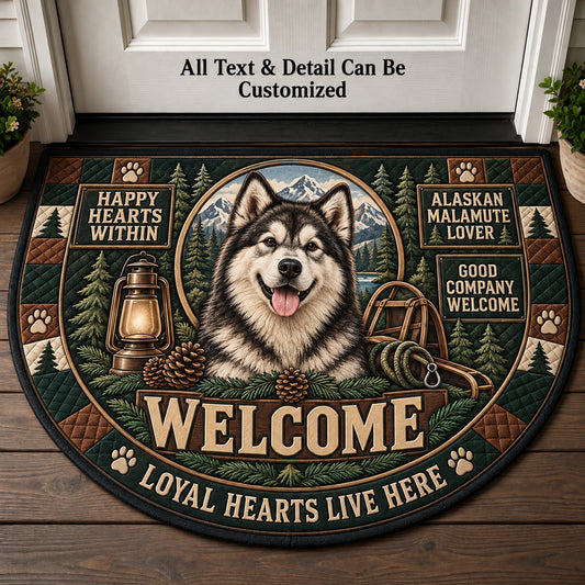 Alaskan Malamute Lover Personalized Half Round Mat | 5To9Vibe