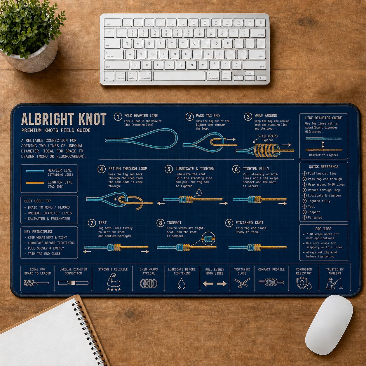 Albright Knot Fishing Field Guide Desk Mat | 5To9Vibe