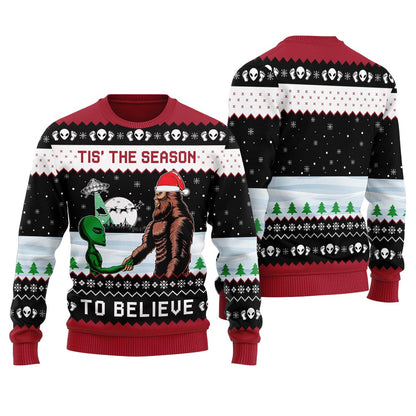 Alien Bigfoot Ugly Christmas Sweater For Women