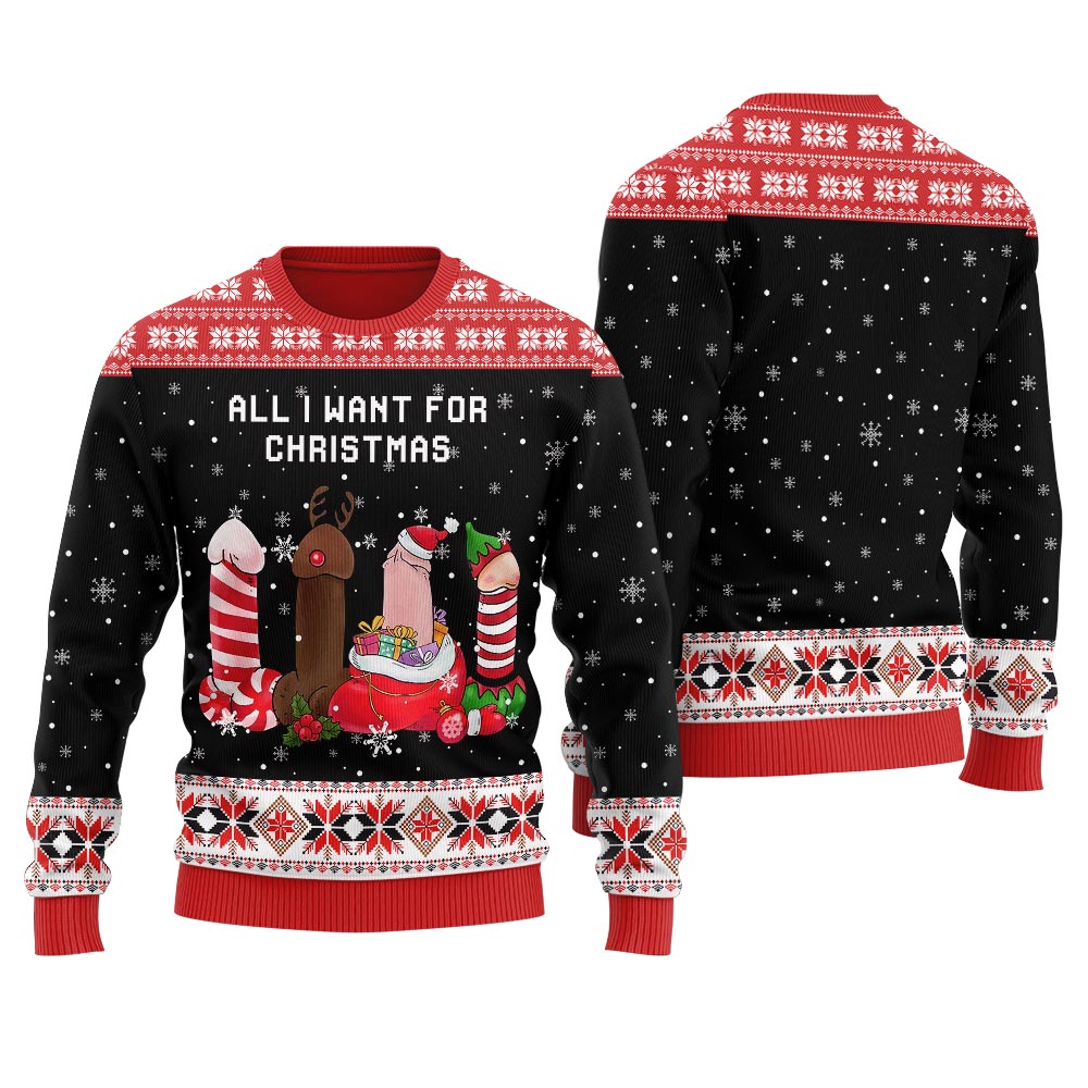 Merry Dickmas Women's Ugly Funny Sweater