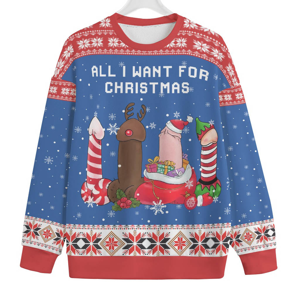 All I Want For Christmas Is Naughty Womens Plus Ugly Christmas Sweater
