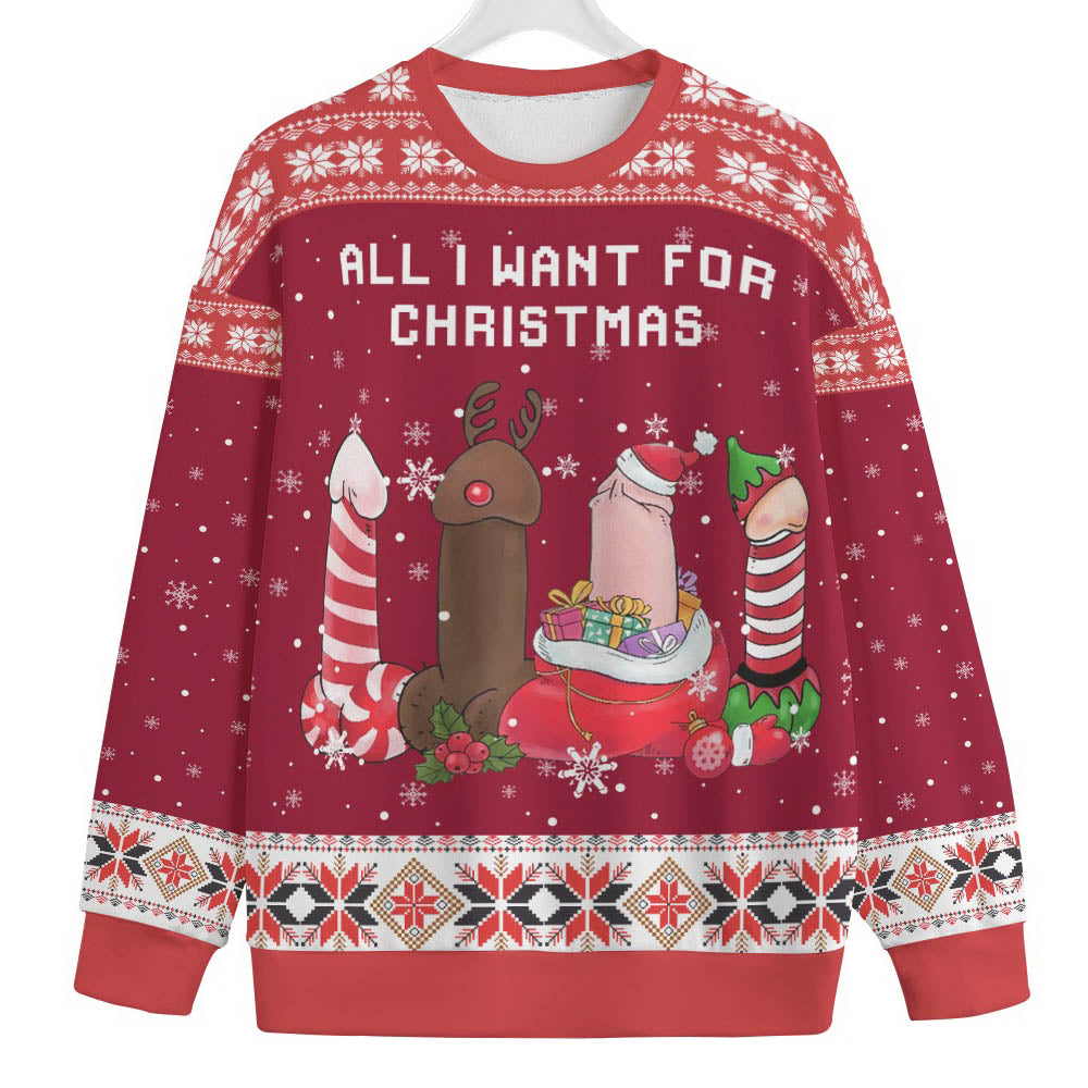 All I Want For Christmas Is Naughty Womens Plus Ugly Christmas Sweater