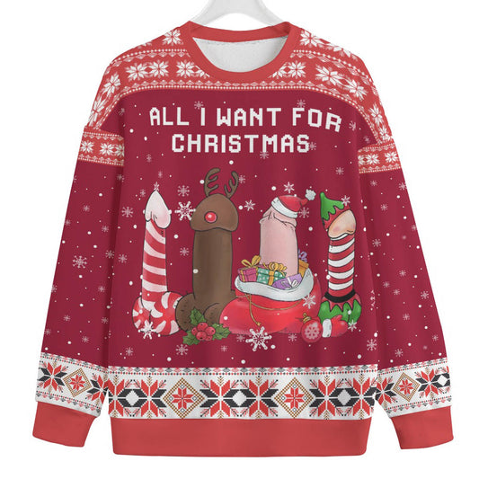 All I Want For Christmas Is Naughty Womens Plus Ugly Christmas Sweater