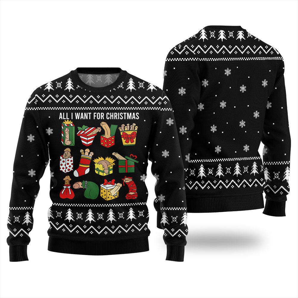 All I Want For Christmas Naughty Ugly Sweater