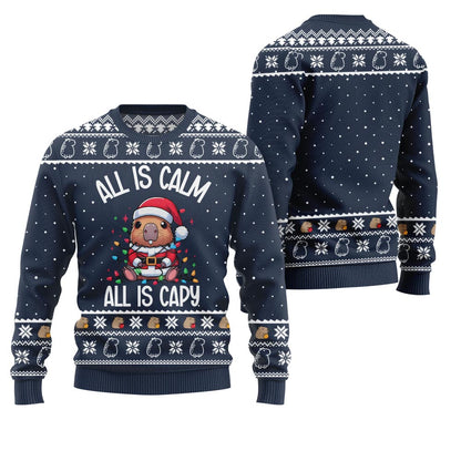 All Is Calm Capybara Ugly Xmas Sweater
