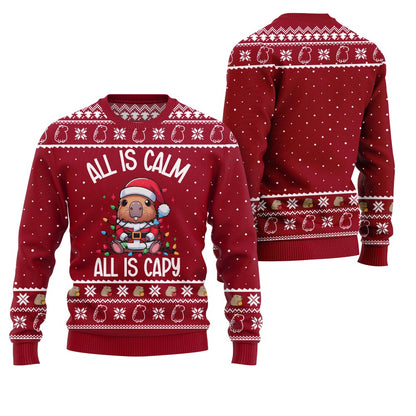 All Is Calm Capybara Ugly Xmas Sweater