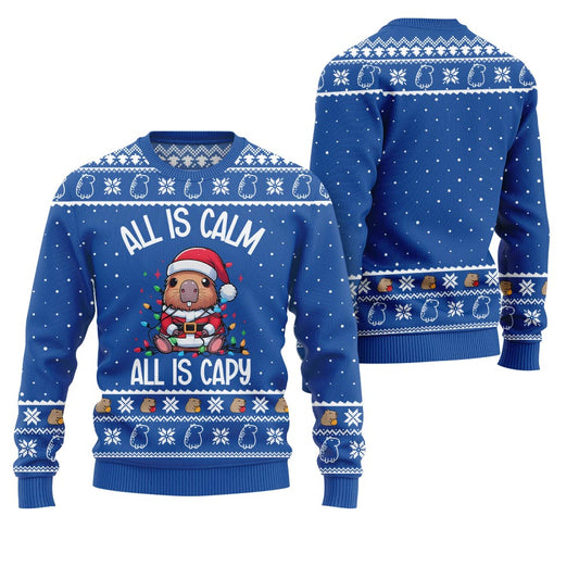 All Is Calm Capybara Ugly Xmas Sweater