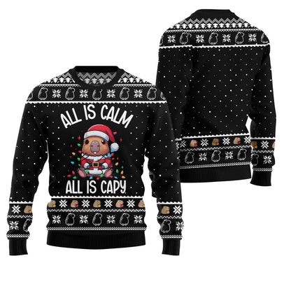 All Is Calm Capybara Ugly Xmas Sweater