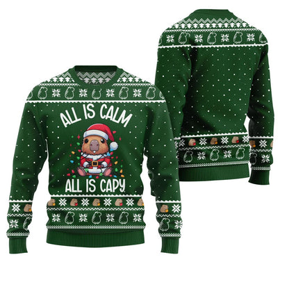 All Is Calm Capybara Ugly Xmas Sweater