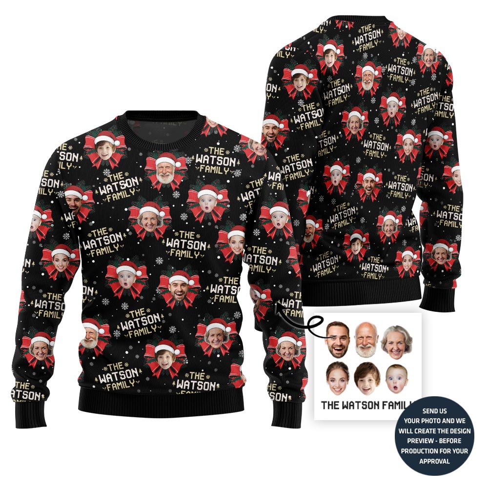 All Over Print Custom Face Ugly Christmas Sweater For Family