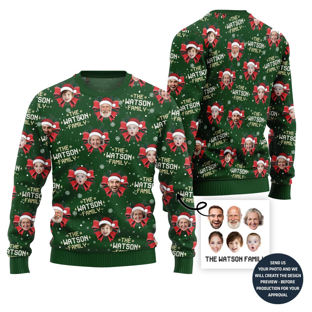 All Over Print Custom Face Ugly Christmas Sweater For Family