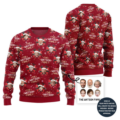 All Over Print Custom Face Ugly Christmas Sweater For Family