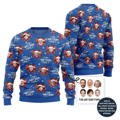 All Over Print Custom Face Ugly Christmas Sweater For Family
