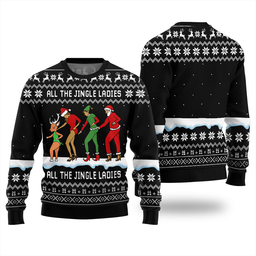 All The Jingle Ladies Santa Squad Ugly Xmas Sweater
