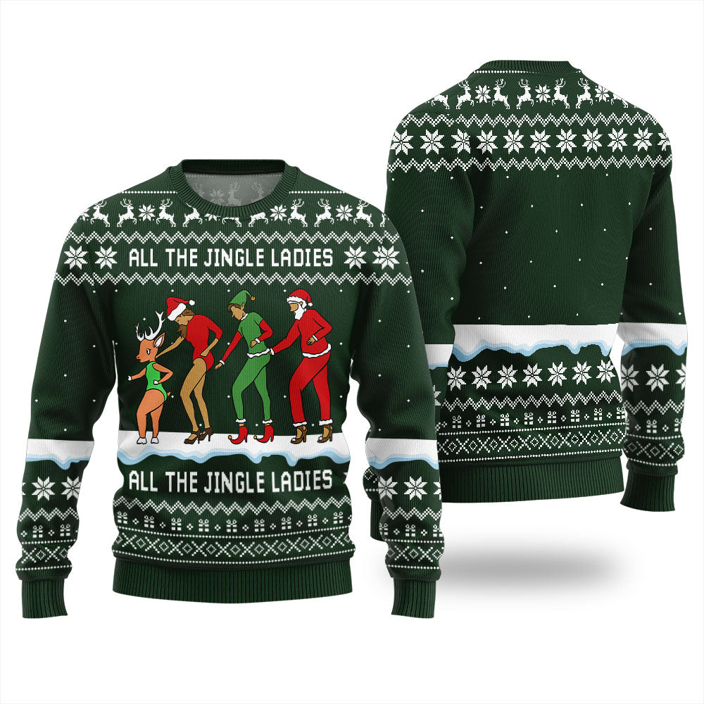 All The Jingle Ladies Santa Squad Ugly Xmas Sweater