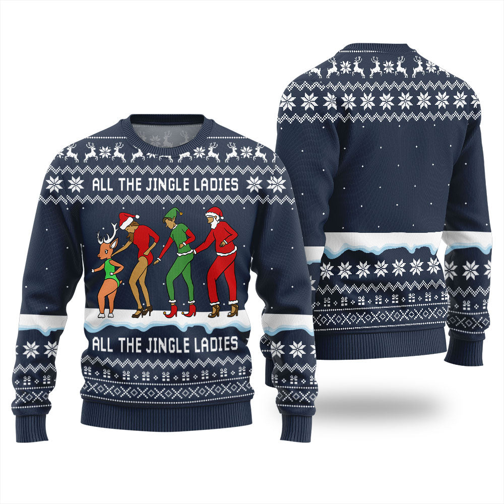 All The Jingle Ladies Santa Squad Ugly Xmas Sweater