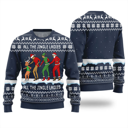 All The Jingle Ladies Santa Squad Ugly Xmas Sweater