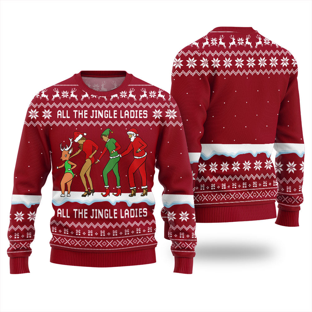 All The Jingle Ladies Santa Squad Ugly Xmas Sweater
