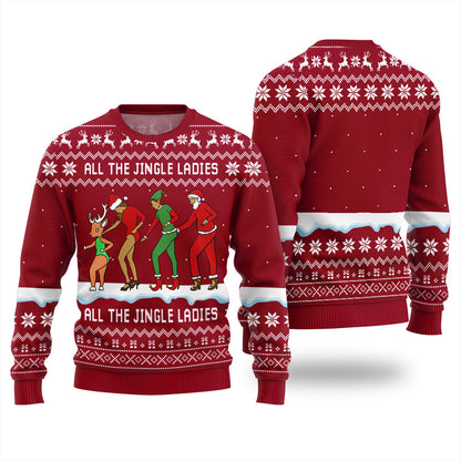 All The Jingle Ladies Santa Squad Ugly Xmas Sweater