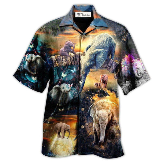 Hawaiian Shirt / Adults / S Elephant All Good Things Are Wild And Free Elephant - Hawaiian Shirt 