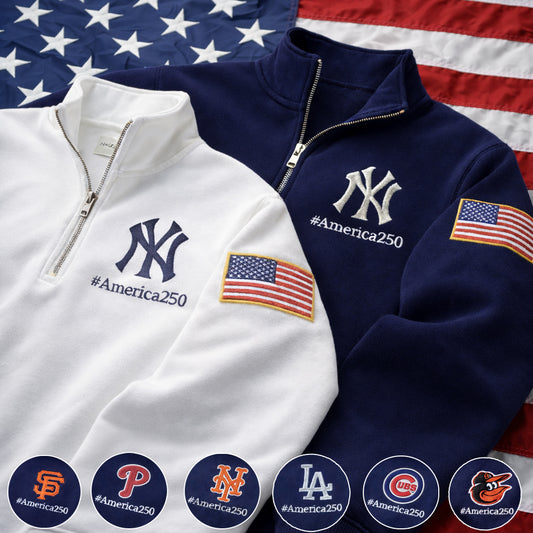 Basketball Logo America 250 Anniversary Anniversary Embroidered Logo Premium Quarter Zip Sweatshirt, Unisex Football Sweatshirt-Sweatshirts-5TO9VIBE