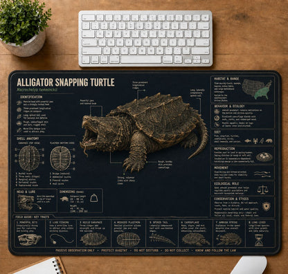 Alligator Snapping Turtle Turtle and Tortoise Species Guide Desk Mat | 5To9Vibe