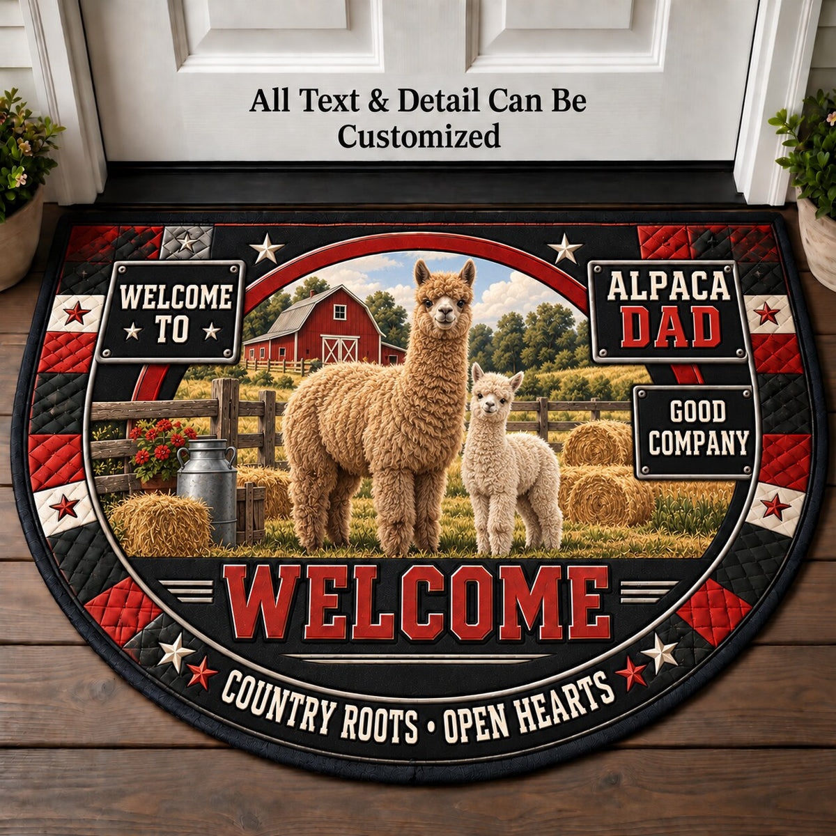 Alpaca Dad Personalized Half Round Mat | 5To9Vibe
