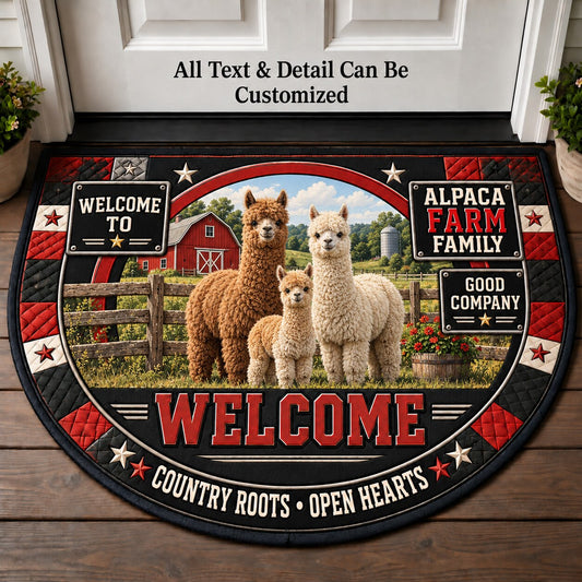 Alpaca Farm Family Personalized Half Round Mat | 5To9Vibe