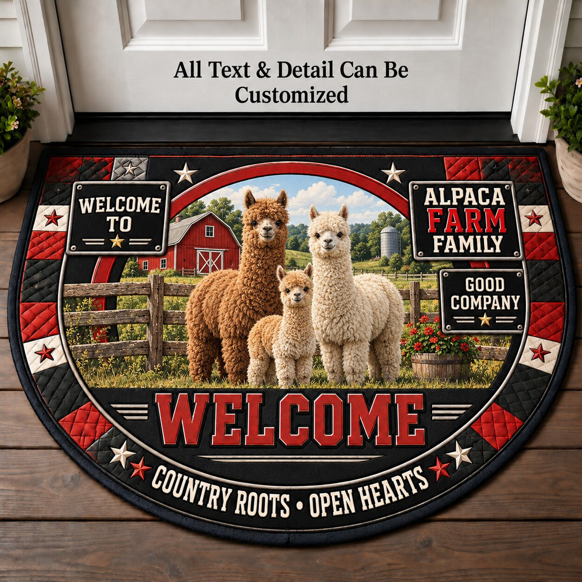 Alpaca Farm Family Personalized Half Round Mat | 5To9Vibe
