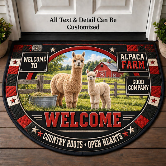 Alpaca Farm Personalized Half Round Mat | 5To9Vibe