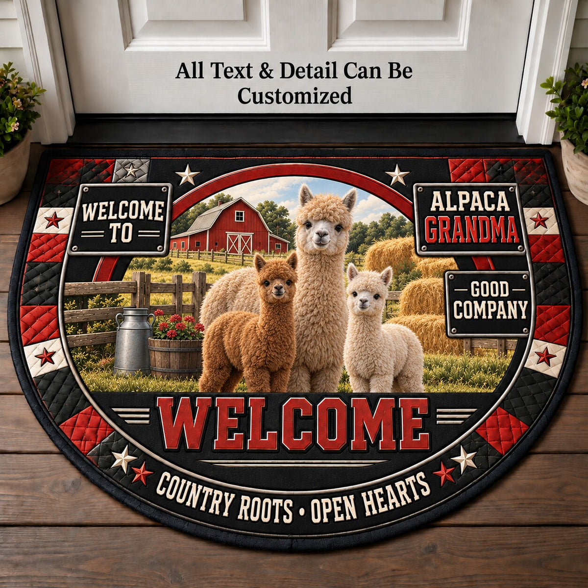 Alpaca Grandma Personalized Half Round Mat | 5To9Vibe