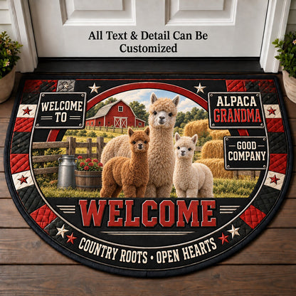 Alpaca Grandma Personalized Half Round Mat | 5To9Vibe