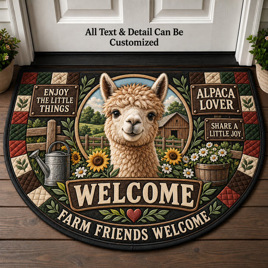 Alpaca Lover Personalized Half Round Mat | 5To9Vibe