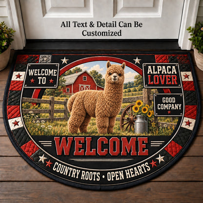 Alpaca Lover Personalized Half Round Mat | 5To9Vibe