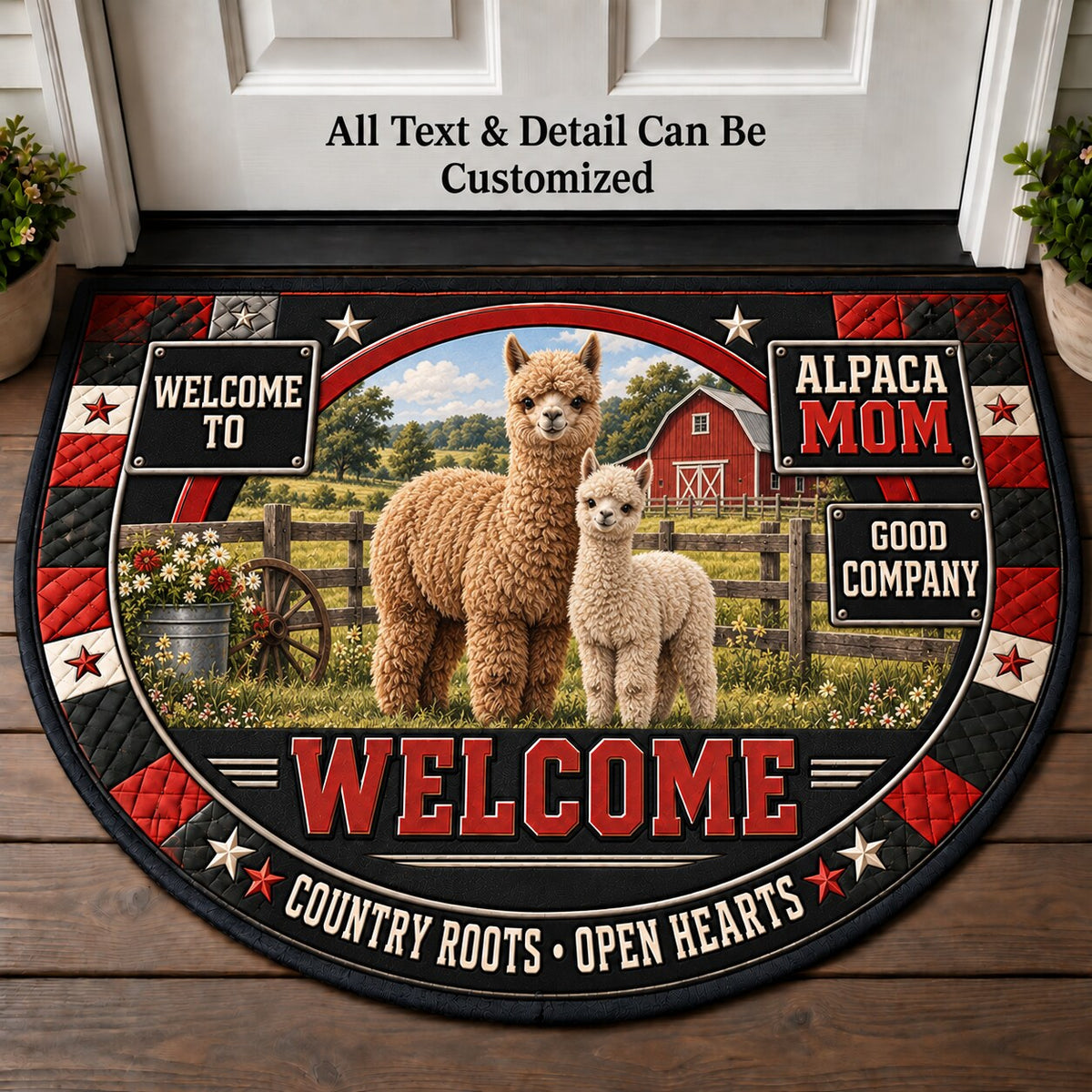 Alpaca Mom Personalized Half Round Mat | 5To9Vibe