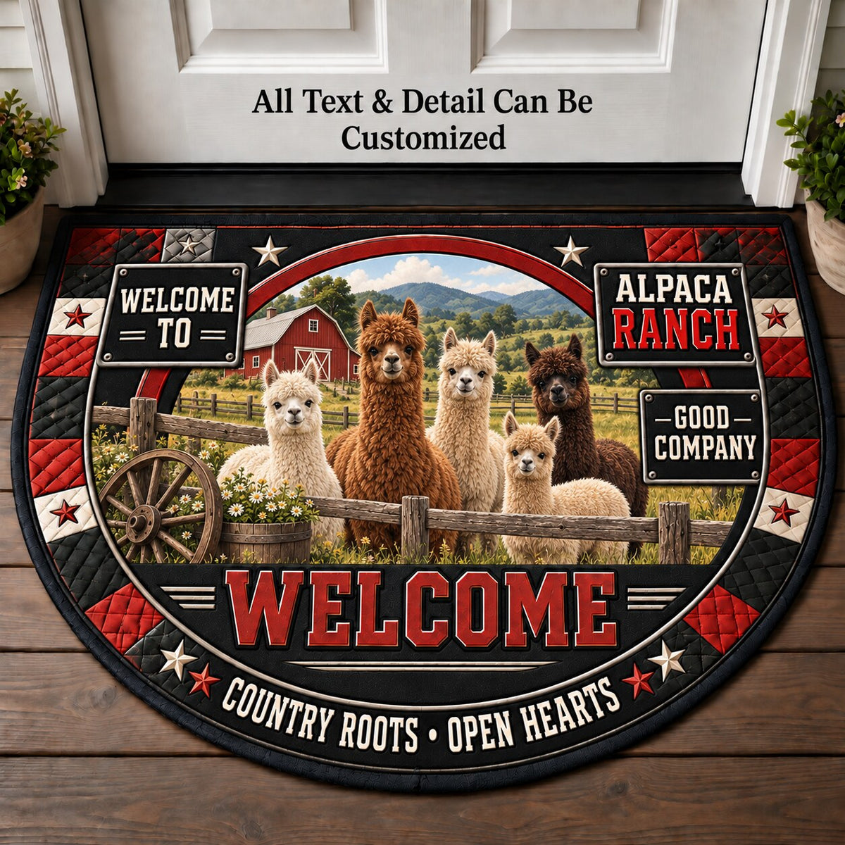 Alpaca Ranch Personalized Half Round Mat | 5To9Vibe