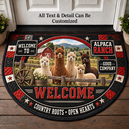 Alpaca Ranch Personalized Half Round Mat | 5To9Vibe