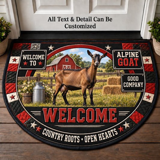Alpine Goat Personalized Half Round Mat | 5To9Vibe