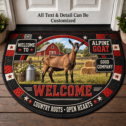 Alpine Goat Personalized Half Round Mat | 5To9Vibe
