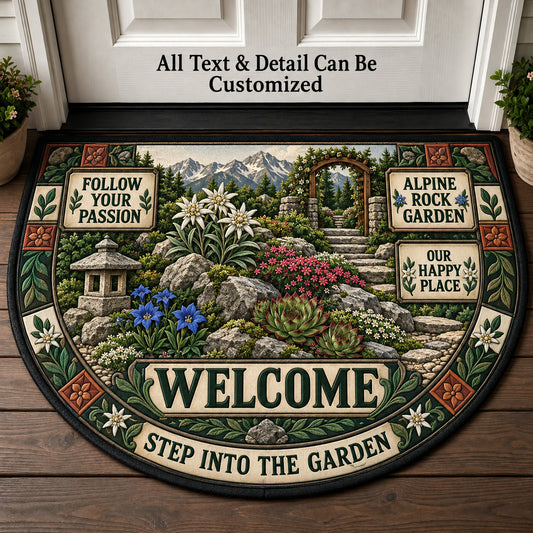 Alpine Rock Garden Personalized Half Round Mat | 5To9Vibe