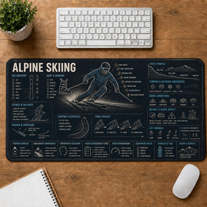 Alpine Skiing Sports Visual Guide Desk Mat | 5To9Vibe