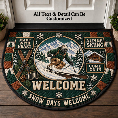 Alpine Skiing Personalized Half Round Mat | 5To9Vibe