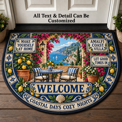 Amalfi Coast Villa Personalized Half Round Mat | 5To9Vibe