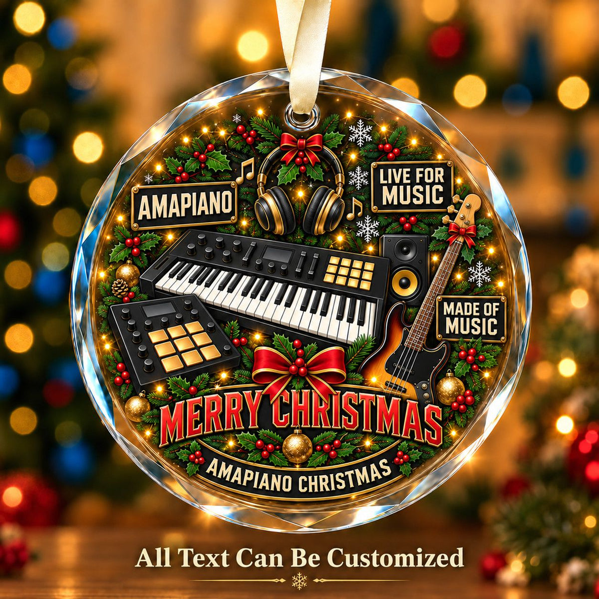 Amapiano Personalized Glass Ornament | 5To9Vibe