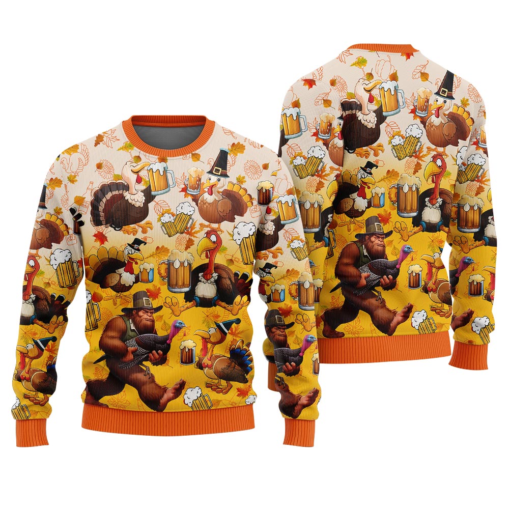 Amazing Bigfoot Turkey Thanksgiving Thanksgiving Ugly Sweater