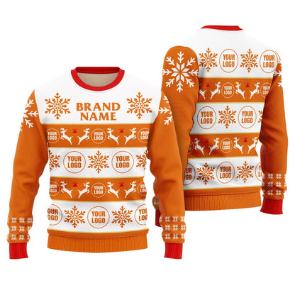 Amazing Custom Brand Name and Logo Ugly Christmas Sweater Orange