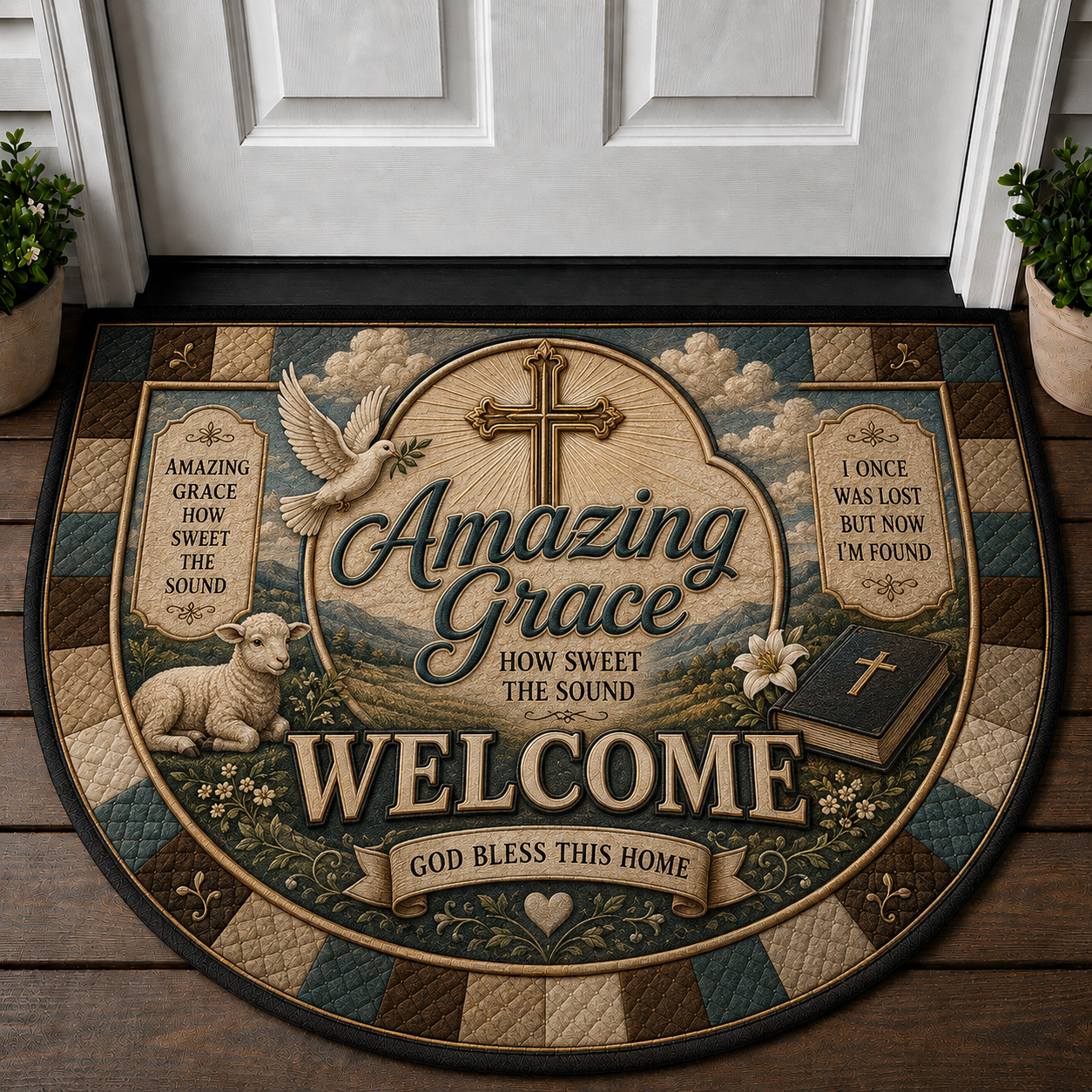 Jesus Welcome Mat - With God All Things Are Possible Christian Shield Doormat - 5to9vibe