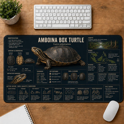 Amboina Box Turtle Turtle and Tortoise Species Guide Desk Mat | 5To9Vibe