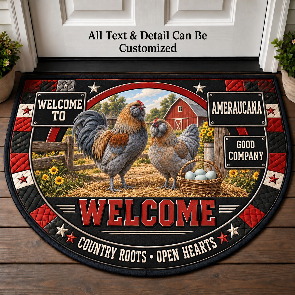 Ameraucana Personalized Half Round Mat | 5To9Vibe