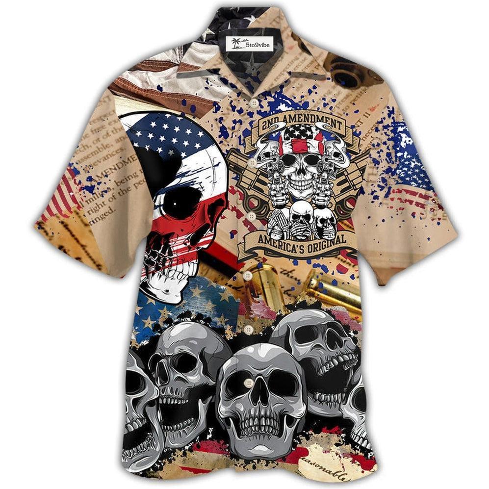 Hawaiian Shirt / Adults / S America 2nd Amendment Skull - Hawaiian Shirt 